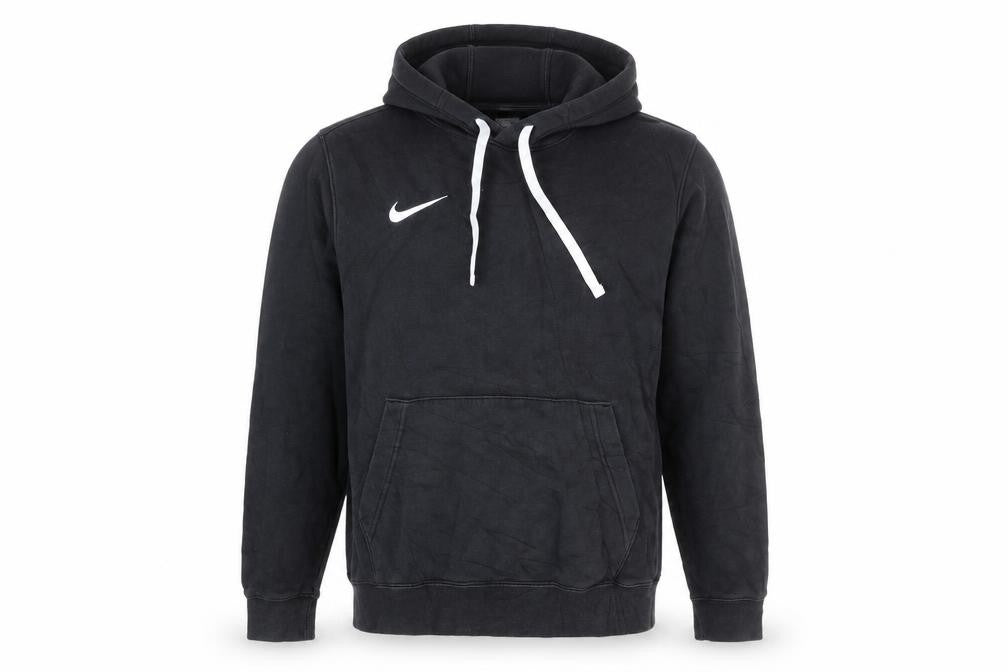 Front view of Nike Men's Black Hoodie M Pullover Cotton Blend Sportswear
