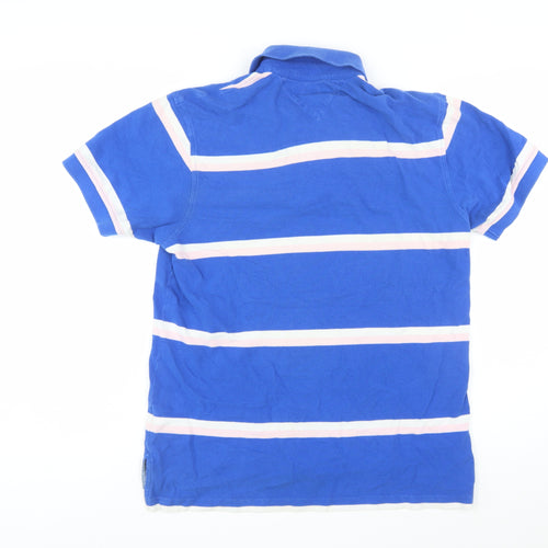 Tommy Hilfiger Men's Blue Striped Cotton Polo Shirt Size M