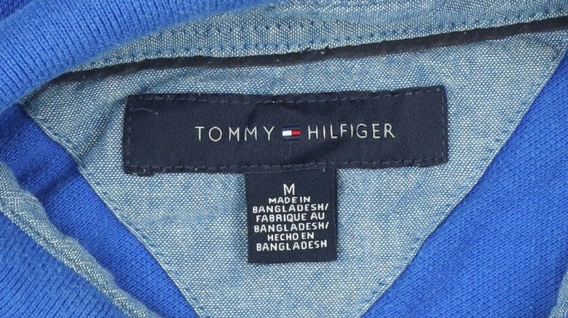 Tommy Hilfiger Men's Blue Striped Cotton Polo Shirt Size M