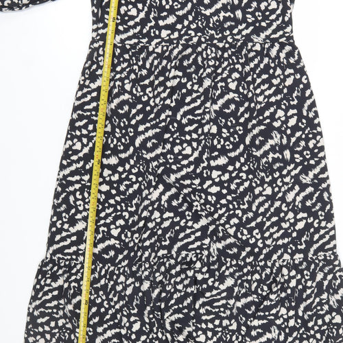 New Look Women's Black Animal Print High Neck Shift Dress Size 14