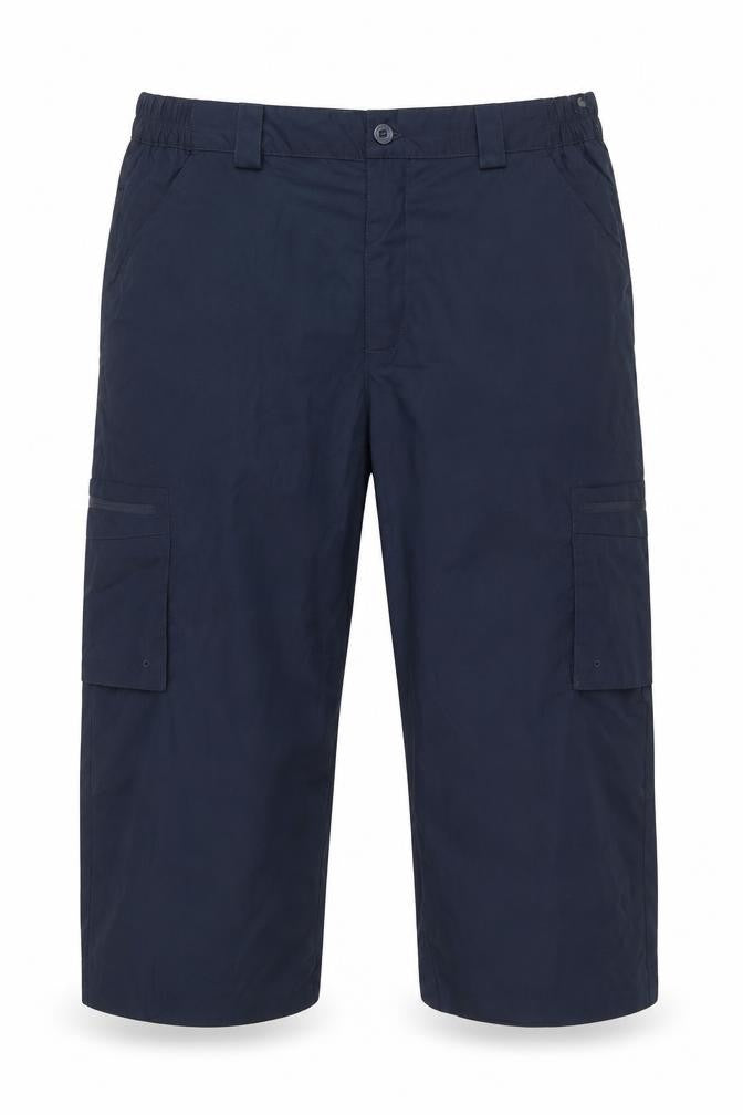 Front view of Mountain Warehouse Men's Blue Cargo Trousers, size L, 36R Quick Dry
