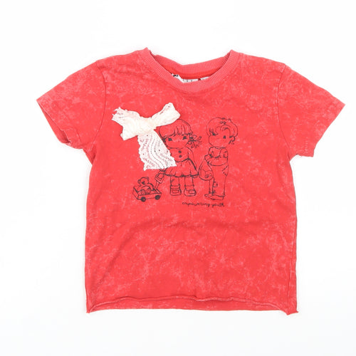 Daisy Street Women's Red Crew Neck Short Sleeve T-Shirt Size 6