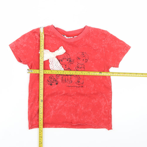 Daisy Street Women's Red Crew Neck Short Sleeve T-Shirt Size 6