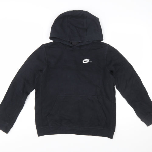 Nike Boys Black Pullover Hoodie Size L 147-158cm Cotton Blend Standard Fit
