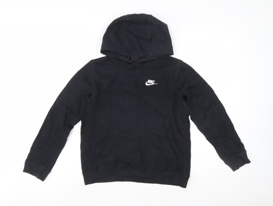 Nike Boys Black Pullover Hoodie Size L 147-158cm Cotton Blend Standard Fit