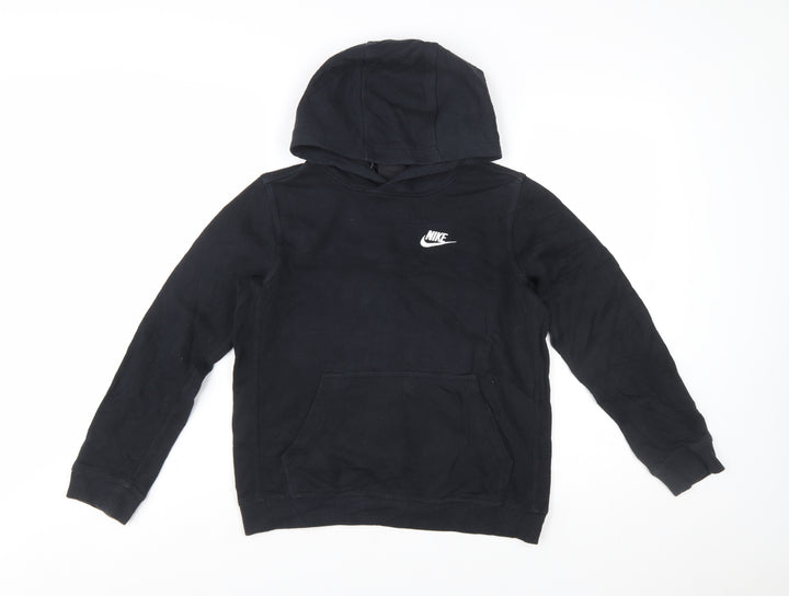 Nike Boys Black Pullover Hoodie Size L 147-158cm Cotton Blend Standard Fit