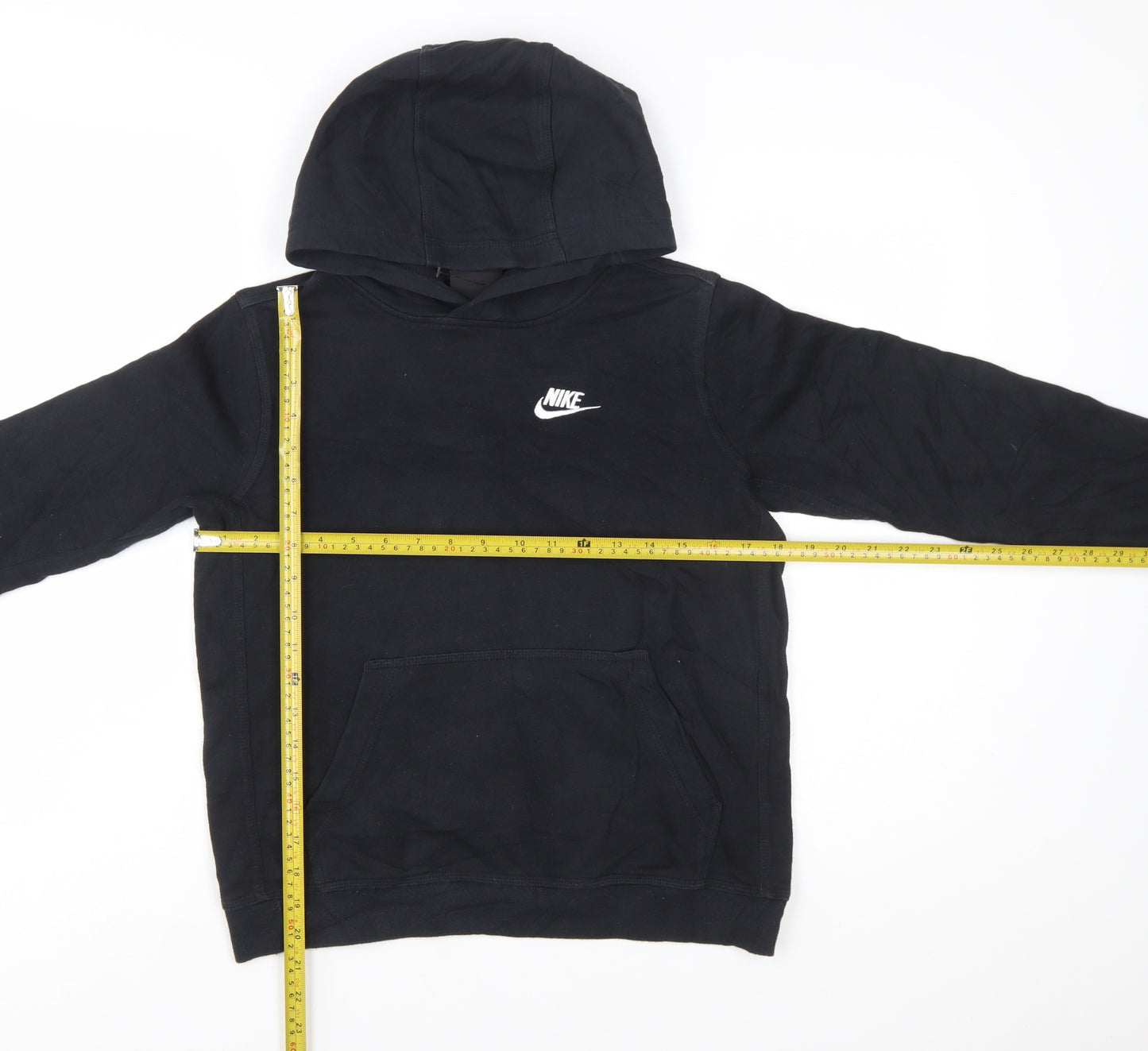 Nike Boys Black Pullover Hoodie Size L 147-158cm Cotton Blend Standard Fit