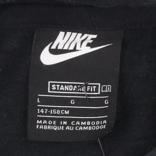 Nike Boys Black Pullover Hoodie Size L 147-158cm Cotton Blend Standard Fit