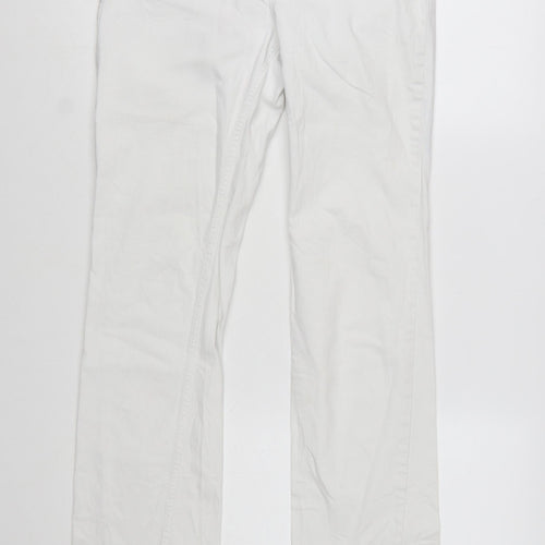 Oui Women White Straight Denim Jeans Size 14 Stretch Cotton