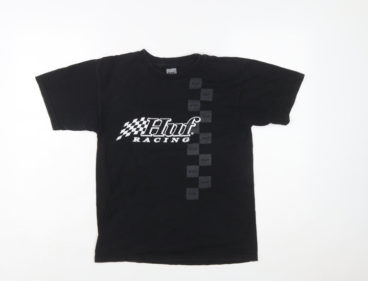 HUF Women Black Racing Graphic Cotton T-Shirt Size S
