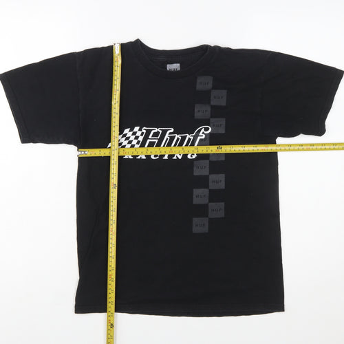 HUF Women Black Racing Graphic Cotton T-Shirt Size S