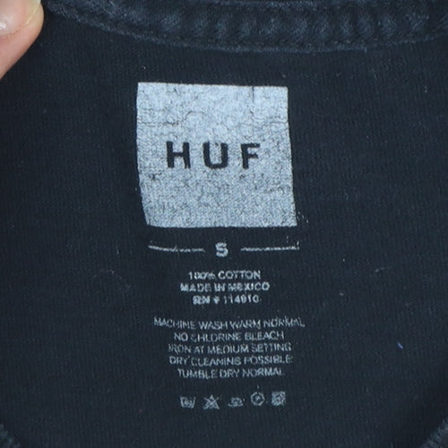 HUF Women Black Racing Graphic Cotton T-Shirt Size S