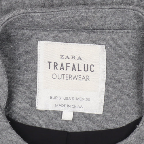 Zara Women Grey Slim Fit Collarless Lined Jacket Size S
