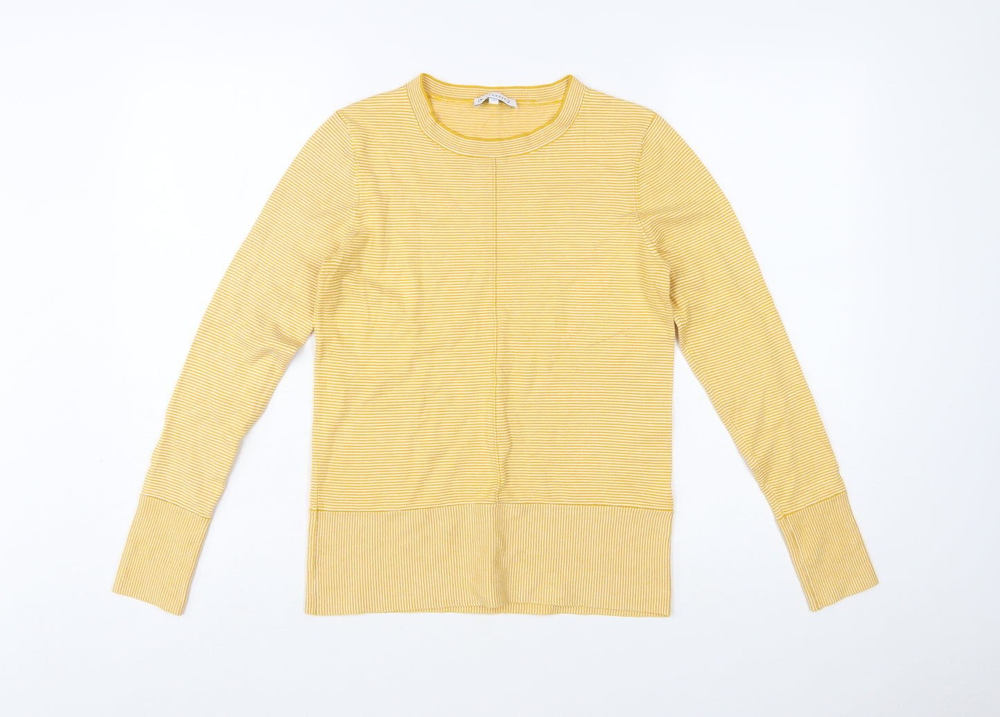 Warehouse Women’s Yellow Striped Crew Neck Long Sleeve Pullover Jumper Size 10