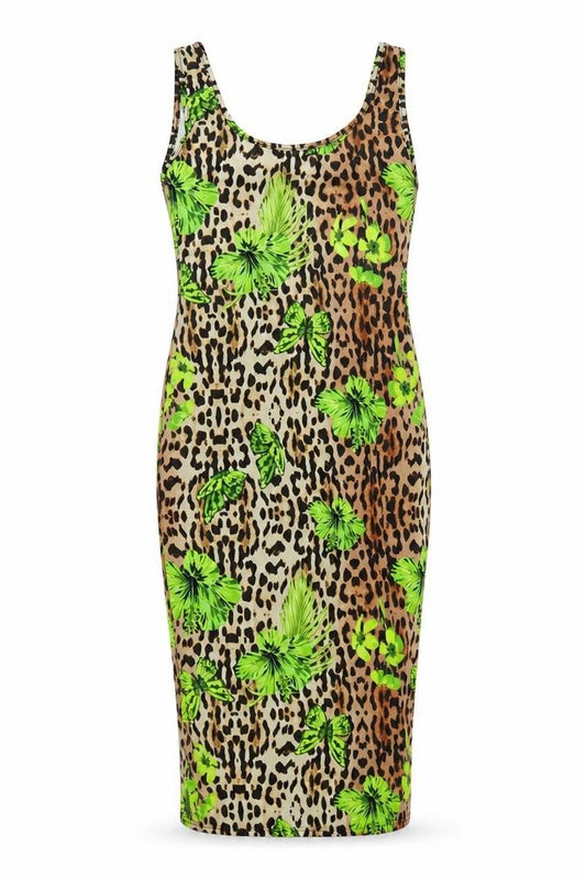 Front view of Missguided Women's Multicoloured Animal Print Bodycon Dress, size 8