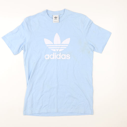 Adidas Women Blue Cotton Short Sleeve Basic T-Shirt Size S