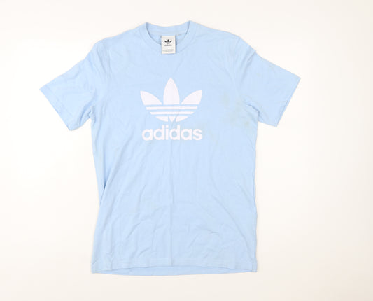 Adidas Women Blue Cotton Short Sleeve Basic T-Shirt Size S