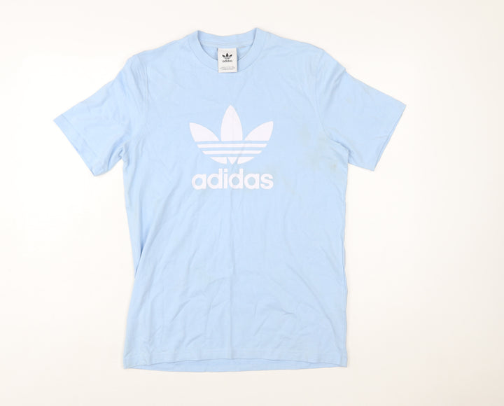 Adidas Women Blue Cotton Short Sleeve Basic T-Shirt Size S