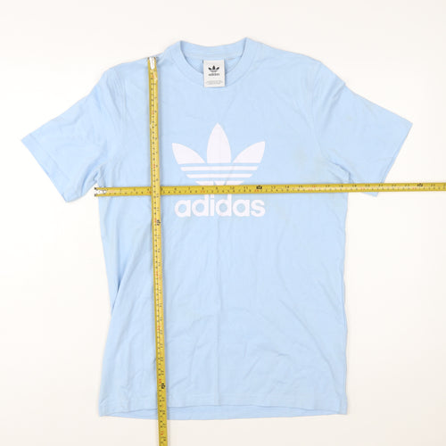 Adidas Women Blue Cotton Short Sleeve Basic T-Shirt Size S