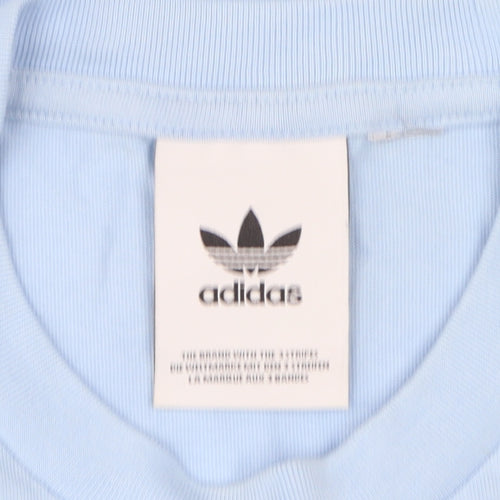 Adidas Women Blue Cotton Short Sleeve Basic T-Shirt Size S