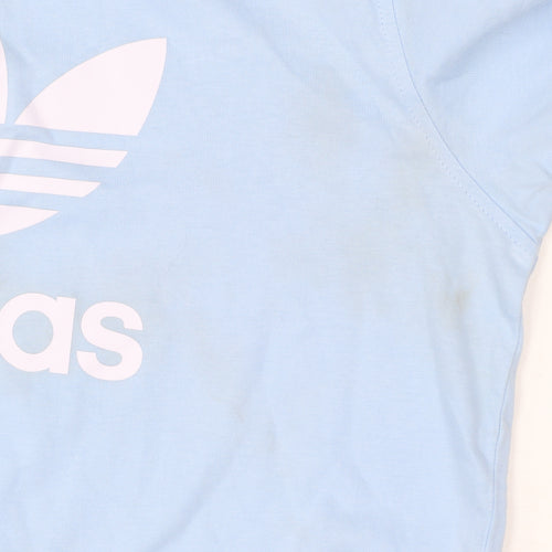 Adidas Women Blue Cotton Short Sleeve Basic T-Shirt Size S
