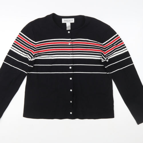 Jones Wear Women’s Black Striped Cotton Button-Up Top L