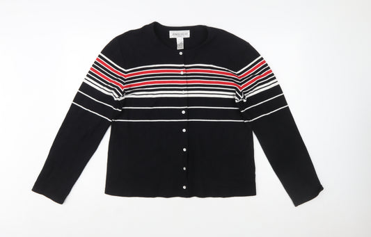 Jones Wear Women’s Black Striped Cotton Button-Up Top L