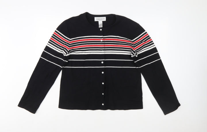 Jones Wear Women’s Black Striped Cotton Button-Up Top L