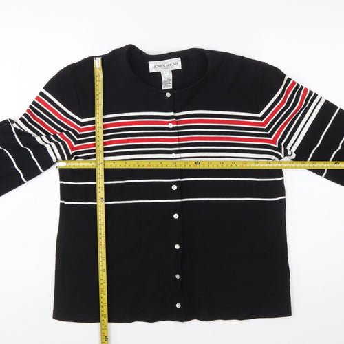 Jones Wear Women’s Black Striped Cotton Button-Up Top L