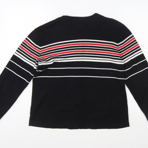 Jones Wear Women’s Black Striped Cotton Button-Up Top L