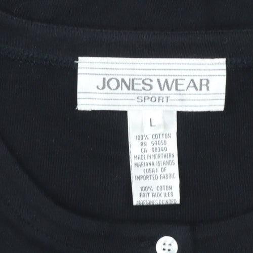 Jones Wear Women’s Black Striped Cotton Button-Up Top L