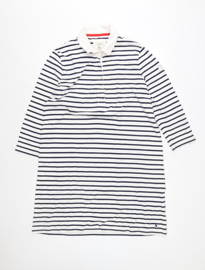 Joules Women’s Multicoloured Size 16 Striped Collared Shirt Dress