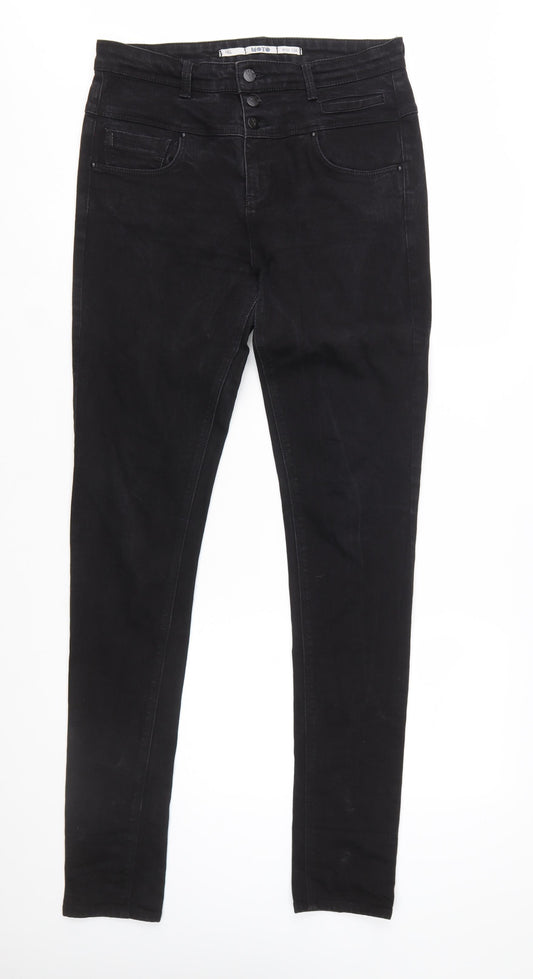 Moto Women's Black Skinny Jeans Tall W32 L36 Stretch Denim