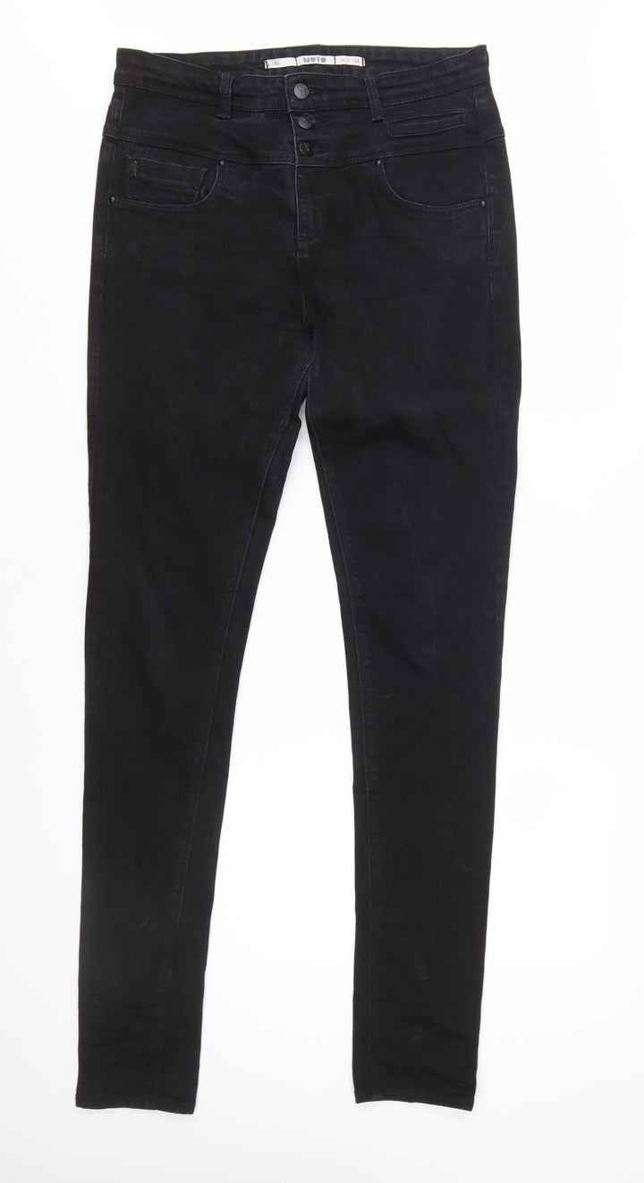 Moto Women's Black Skinny Jeans Tall W32 L36 Stretch Denim