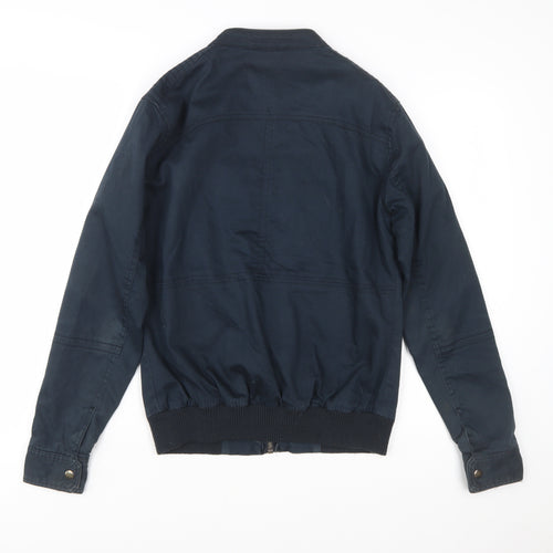 River Island Men's Blue Biker Jacket Size S Cotton Twill Full Zip