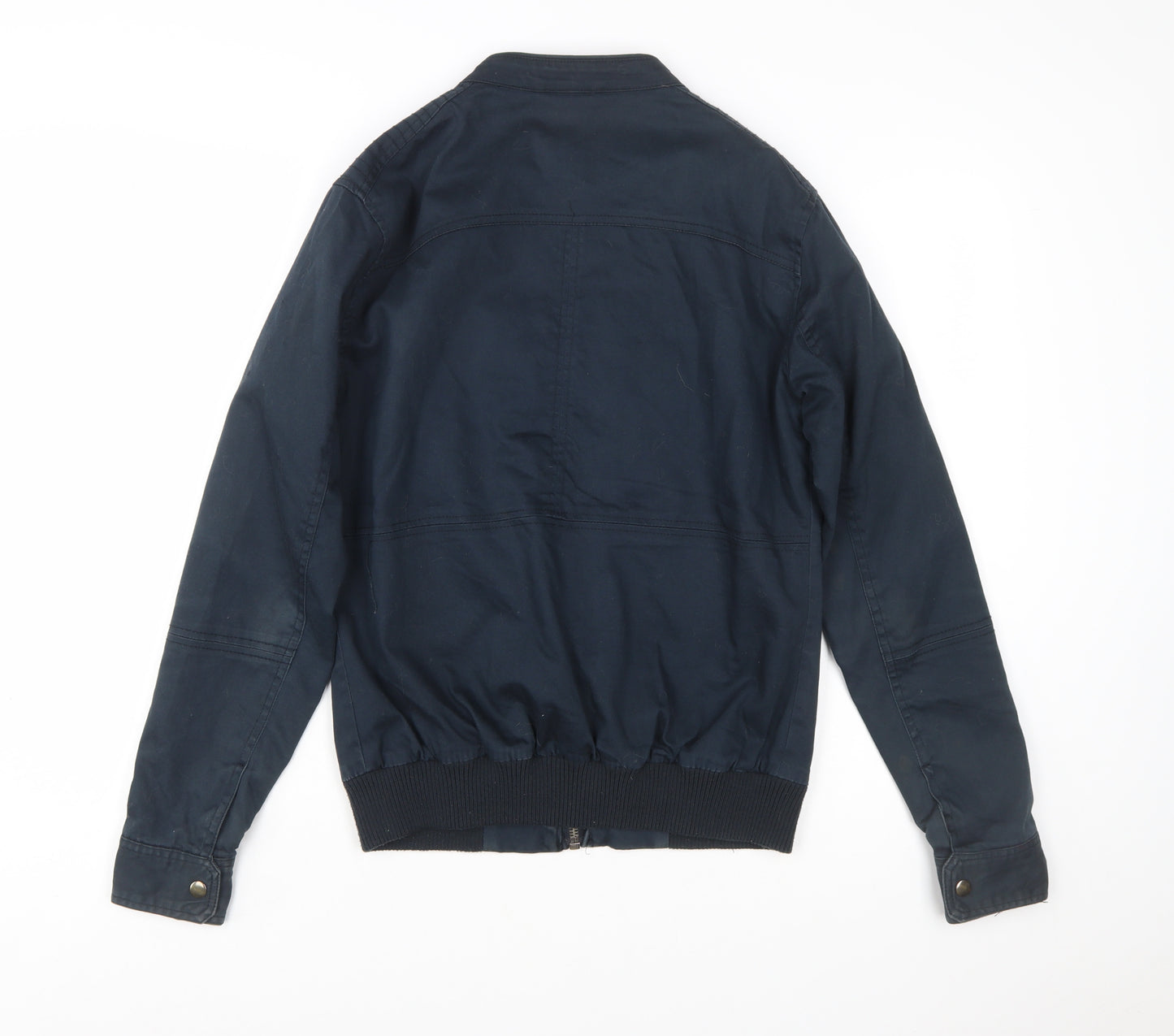 River Island Men's Blue Biker Jacket Size S Cotton Twill Full Zip