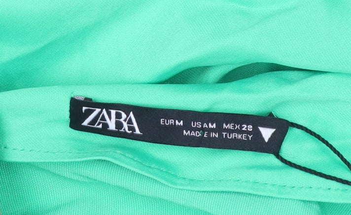 Zara Women Green Viscose Slip Dress Size 12 Summer Party