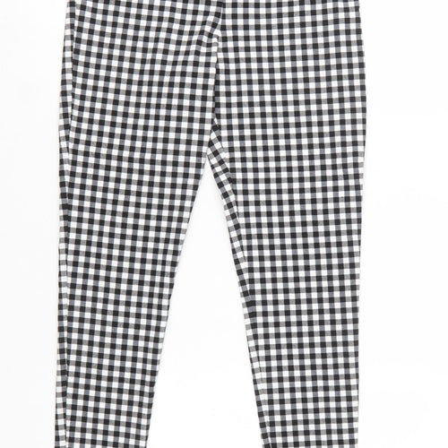 Zara Women Black Check Slim Fit Stretch Leggings Size M