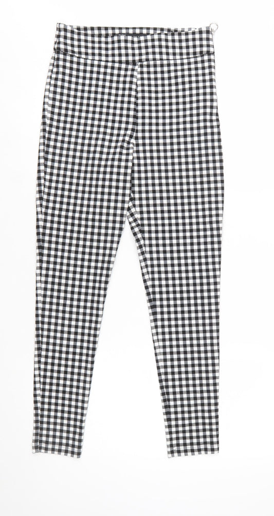 Zara Women Black Check Slim Fit Stretch Leggings Size M