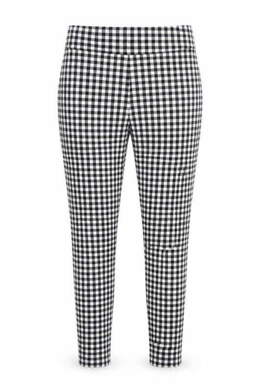Front view of Zara Women Black Check Slim Fit Stretch Leggings, size M