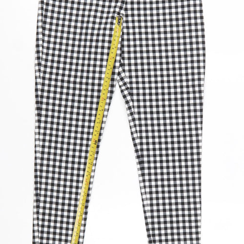 Zara Women Black Check Slim Fit Stretch Leggings Size M