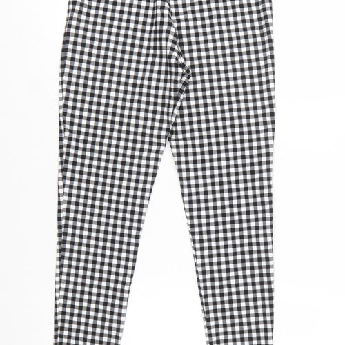 Zara Women Black Check Slim Fit Stretch Leggings Size M