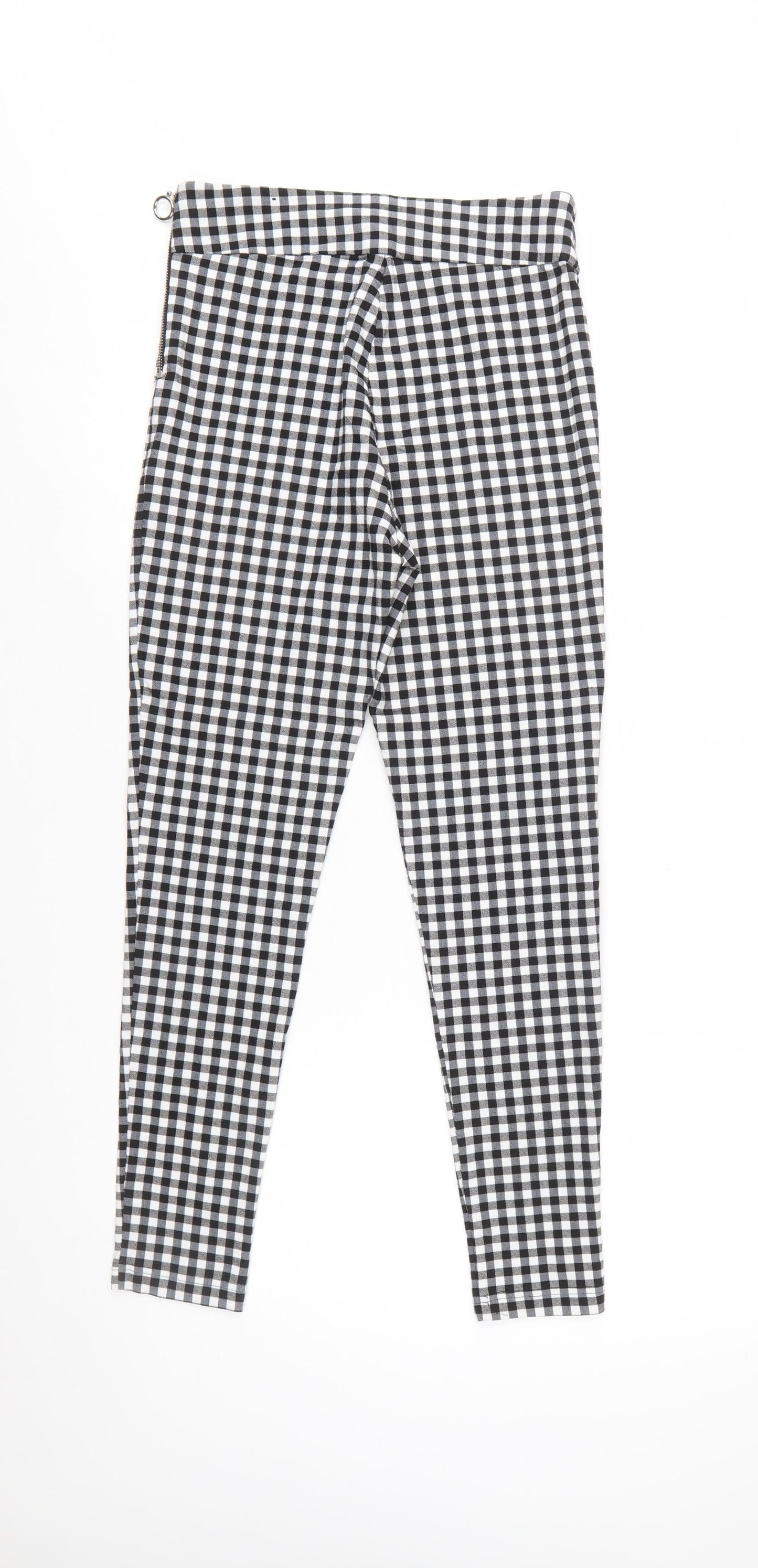 Zara Women Black Check Slim Fit Stretch Leggings Size M