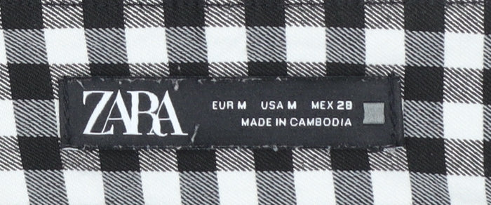 Zara Women Black Check Slim Fit Stretch Leggings Size M