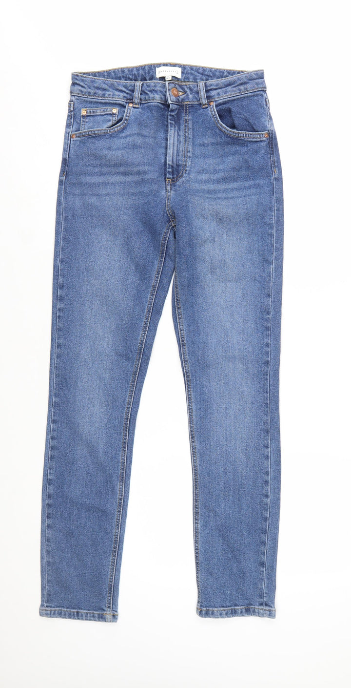 Warehouse Women's Blue Straight Regular Fit Mid Rise Jeans UK 10