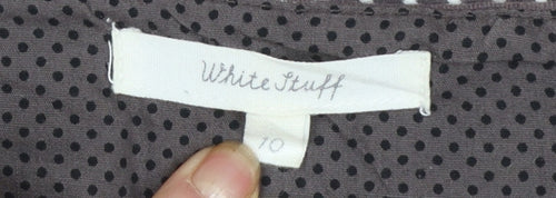 White Stuff Women’s Grey Striped Fit & Flare Cotton Dress Size 10