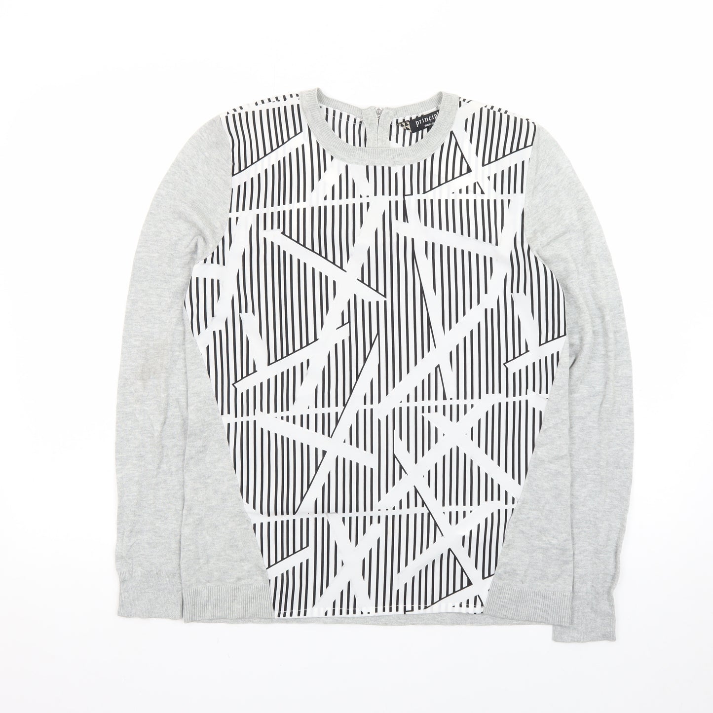 Principles by Ben de Lisi Women's Grey Geometric Long Sleeve Blouse Size 10