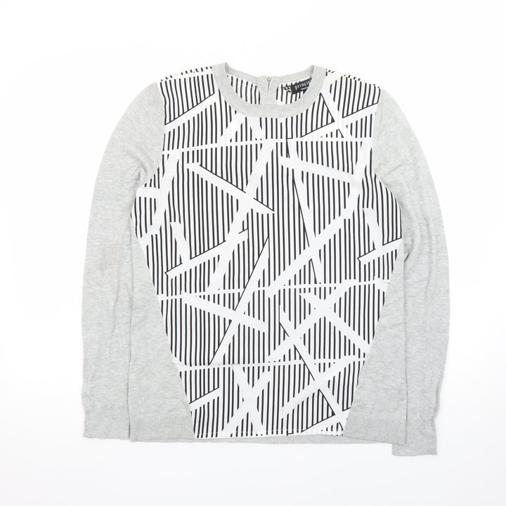 Principles by Ben de Lisi Women's Grey Geometric Long Sleeve Blouse Size 10