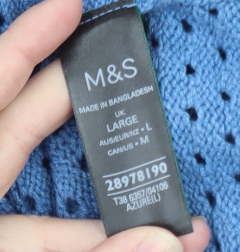 Marks and Spencer Women’s Blue Collared Short Sleeve Knit Jumper Size L