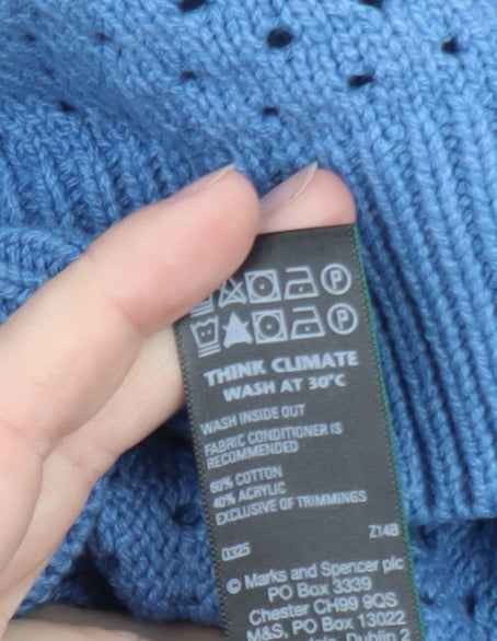 Marks and Spencer Women’s Blue Collared Short Sleeve Knit Jumper Size L